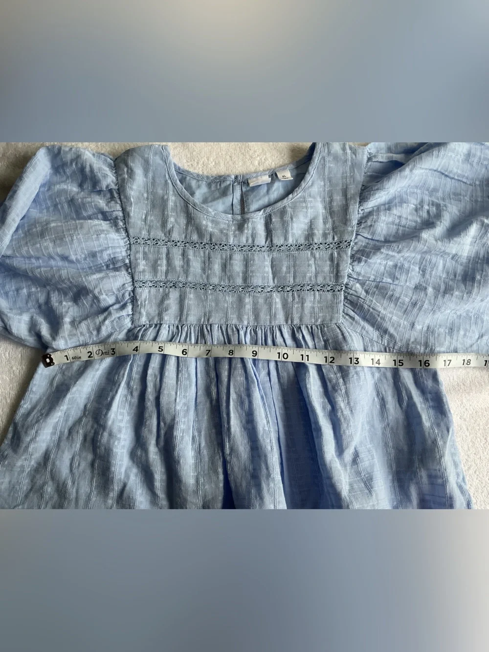 GAP Light Blue Textured Peasant Blouse